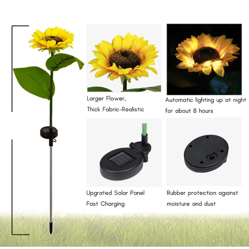 Solar Sunflower Waterproof Decorative Lights For Outdoor Garden And Lawn (Pack Of 2)