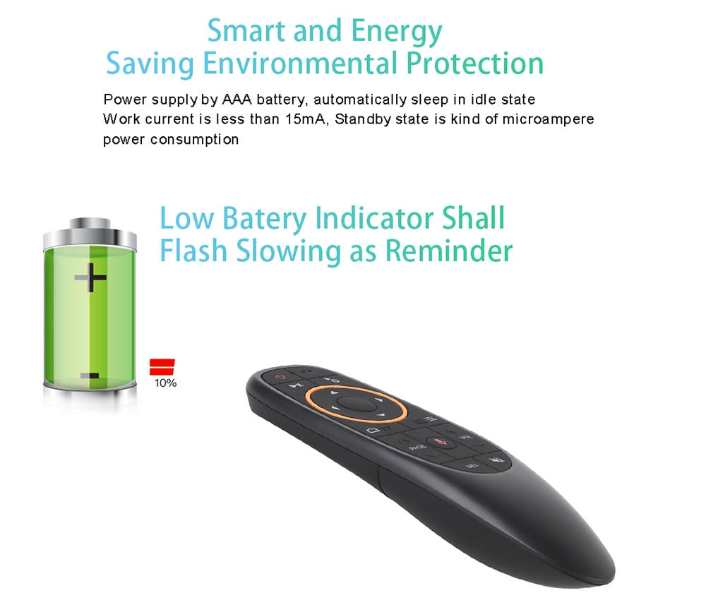 G10 Smart Voice Remote Control 2.4G RF Gyroscope Backlit Wireless Air Mouse