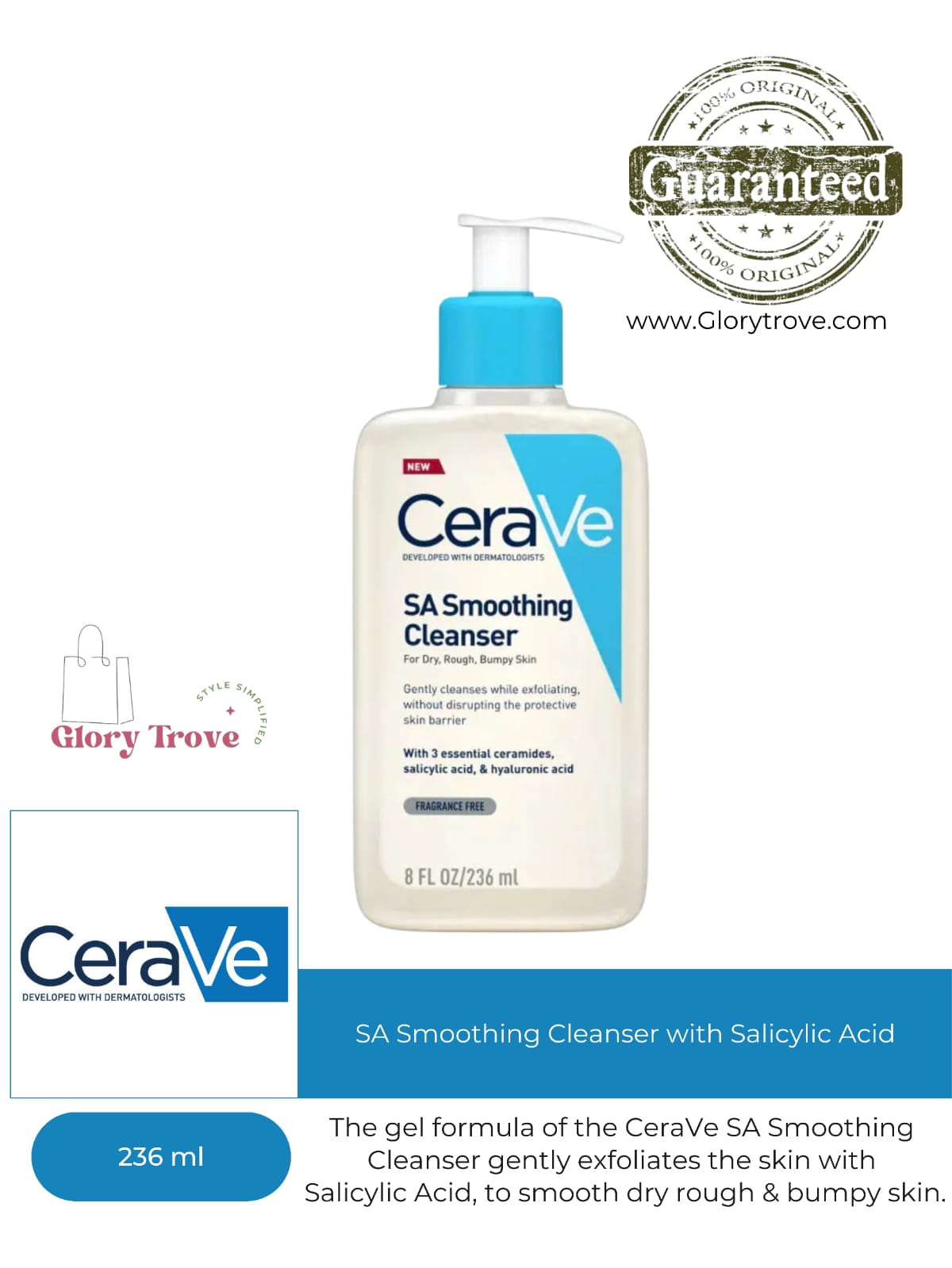 CeraVe- SA Smoothing Cleanser with Salicylic Acid, 236ml