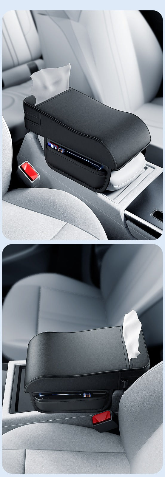 High Quality Car Armrest Support Leather With Tissue Holder (Universal Size)