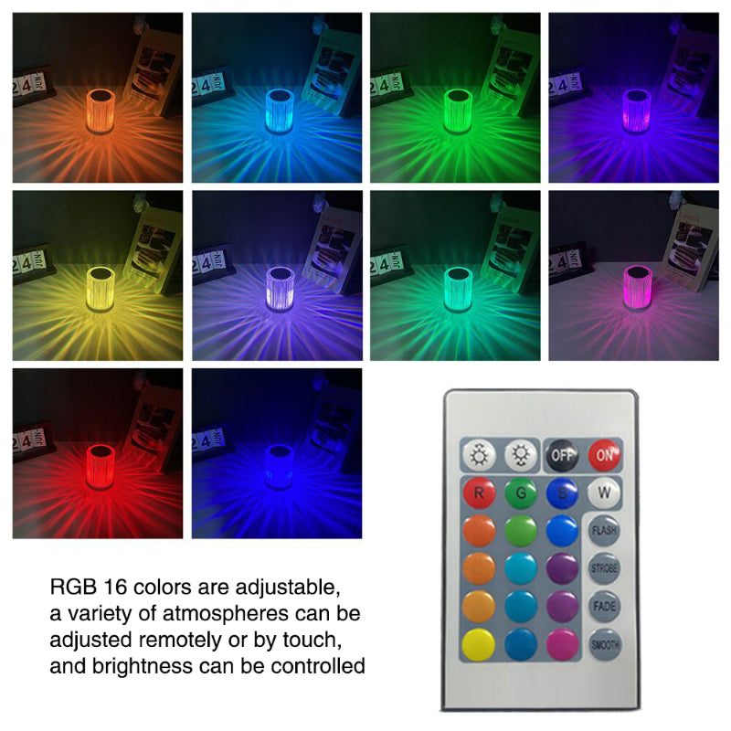 Portable USB Rechargeable 16 Colors RGB Lighting Crystal Touch Control Table Lamp (With Remote Control)