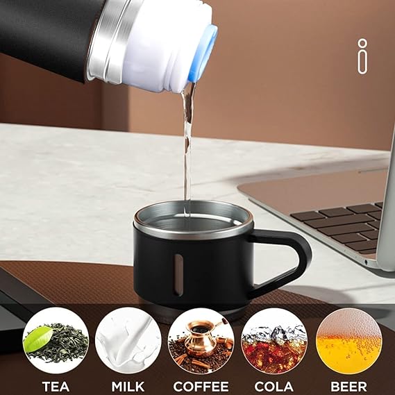 Vacuum Flask Gift Set With 3 Stainless Steel Cups Combo – 500ml – Keeps Hot/cold (random Color)