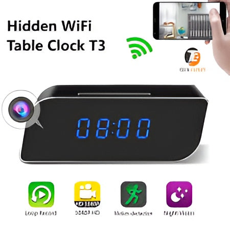 Hidden Digital Clock Camera Video Recorder | T3 Wifi Table Clock Hd 1080p (High Quality)