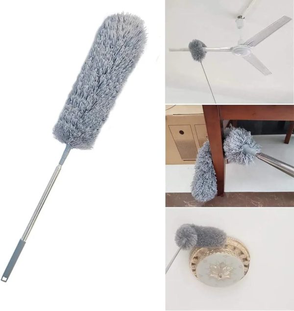 Extendable Microfiber Feather Duster, Flexible Bending Cleaning/ Washable Head
