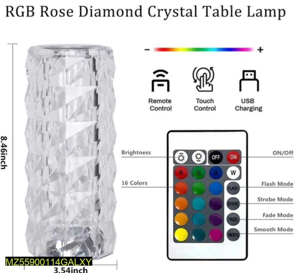 3D Crystal Touch Control Rechargeable Diamond Table Lamp