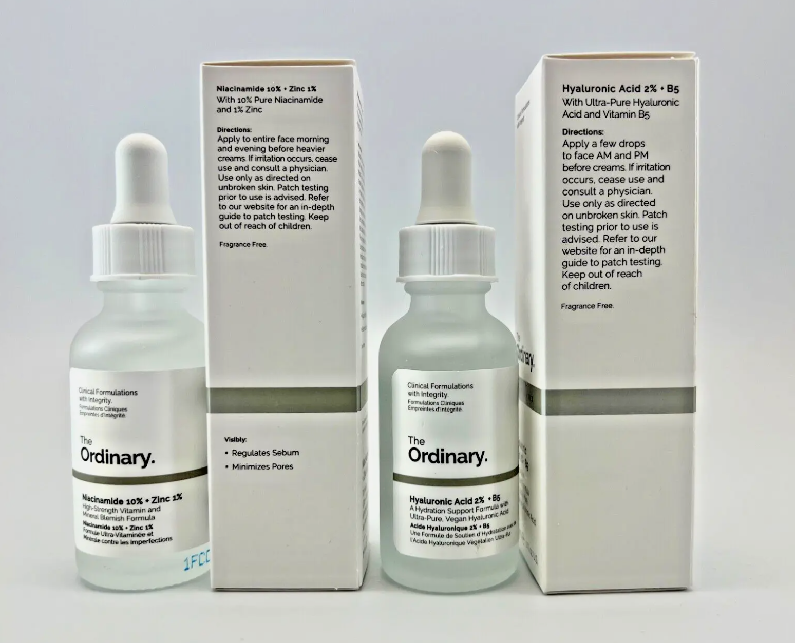 The Ordinary Hyaluronic Acid 2% + B5 and Niacinamide 10%+Zinc 1% (Set Of 2 Serums)