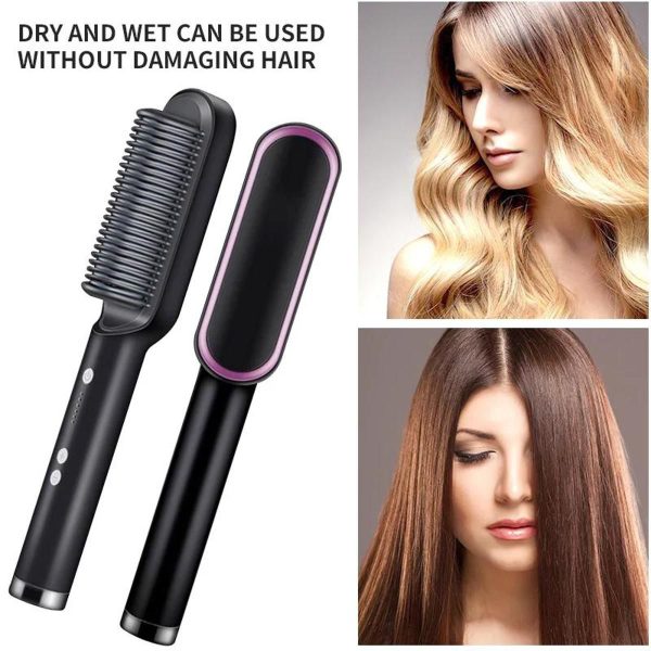 2 In 1 Straightening Brush With 3 Heat Levels Comb