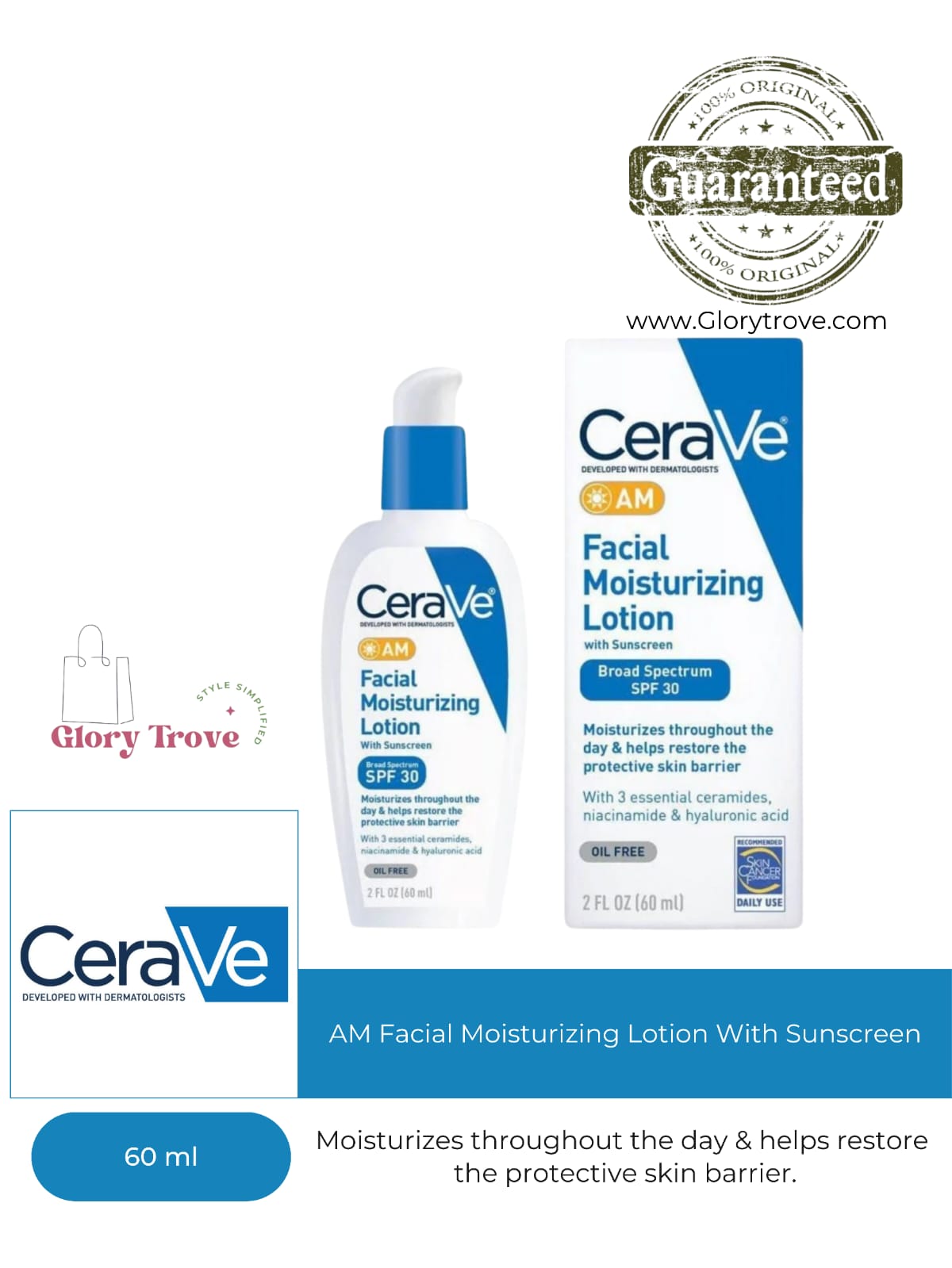 CeraVe- AM Facial Moisturizing Lotion With Sunscreen, 60ml