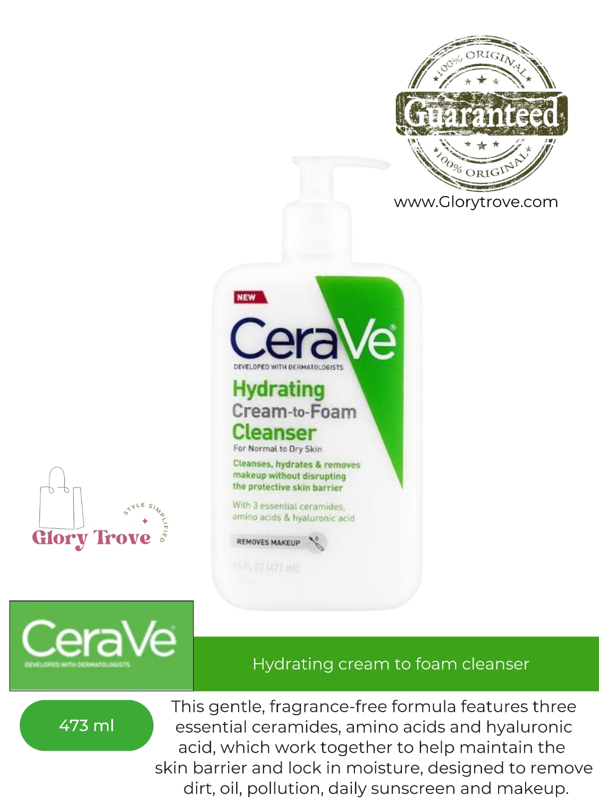 Cerave Hydrating cream to foam cleanser 473ml