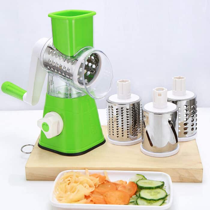 3 in 1 Rotary Vegetables Mandoline/Cutter - Manual Tabletop Drum Cutter