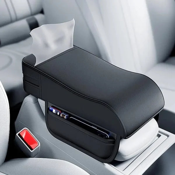 High Quality Car Armrest Support Leather With Tissue Holder (Universal Size)