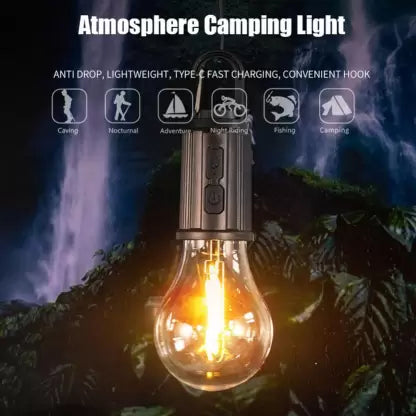 LED Waterproof Tent Light Type-C USB Rechargeable With Hook (Break Resistant Material)