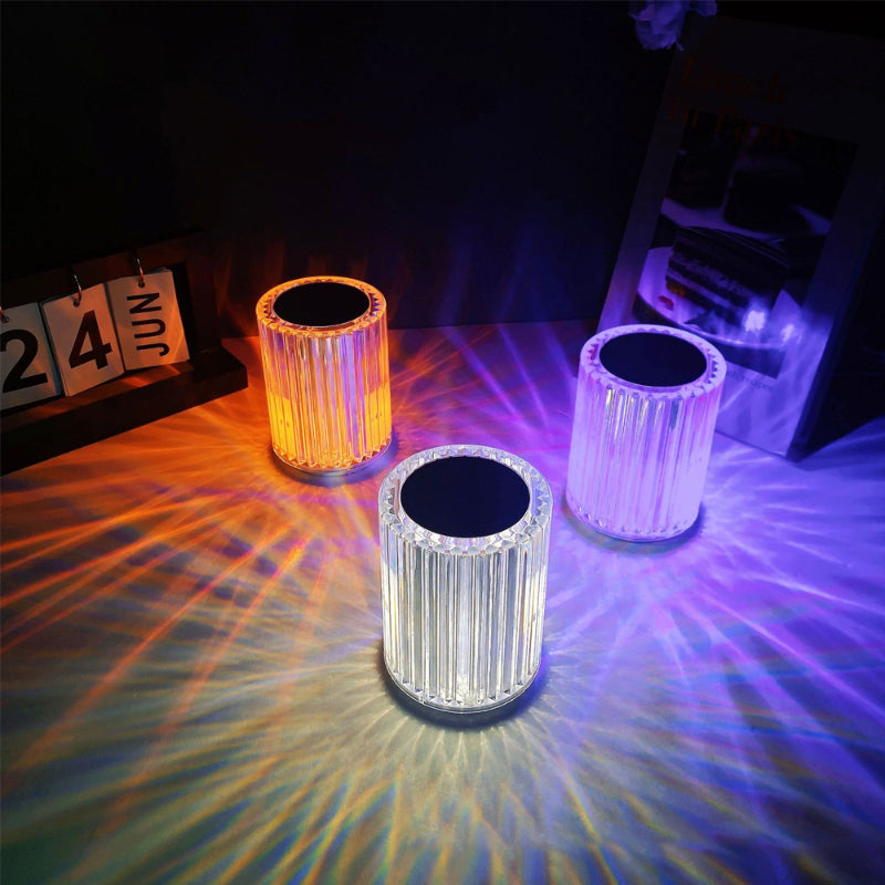 Portable USB Rechargeable 16 Colors RGB Lighting Crystal Touch Control Table Lamp (With Remote Control)