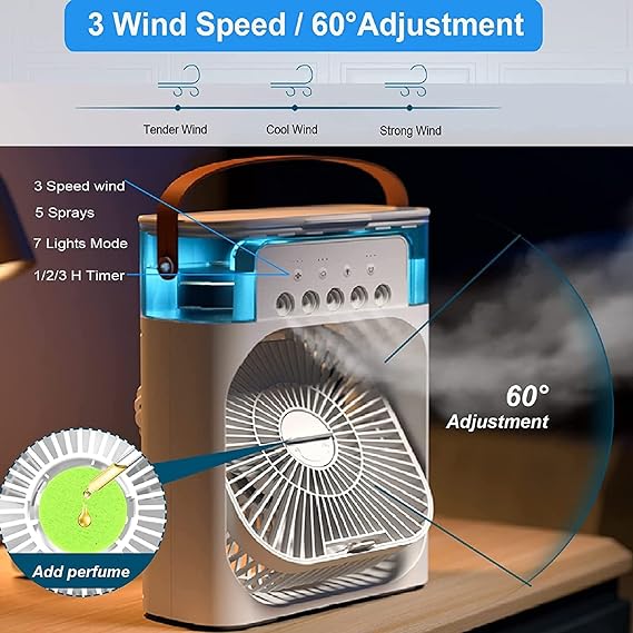Portable Air Conditioner Humidifier Strong Wind Mini Air Cooling Fan Multifunction Usb  | Protable Fan | Portable Air Cooler (random Color)
