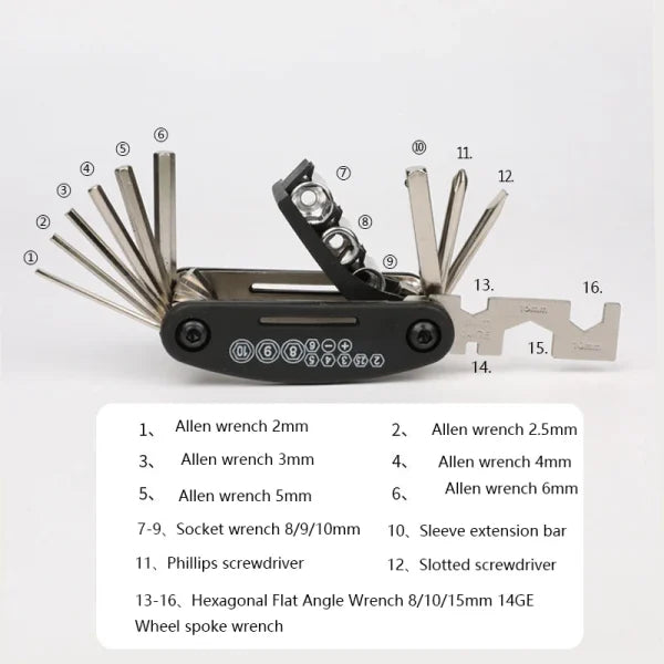 Multifunctional Combined Type Cross-Shaped Hexagon Socket Wrench (16 In 1)