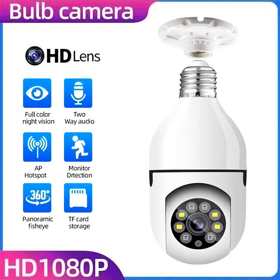 Bulb Camera 1080p Wifi 360 Degree Panoramic Night Vision Two-way Audio Motion Detection