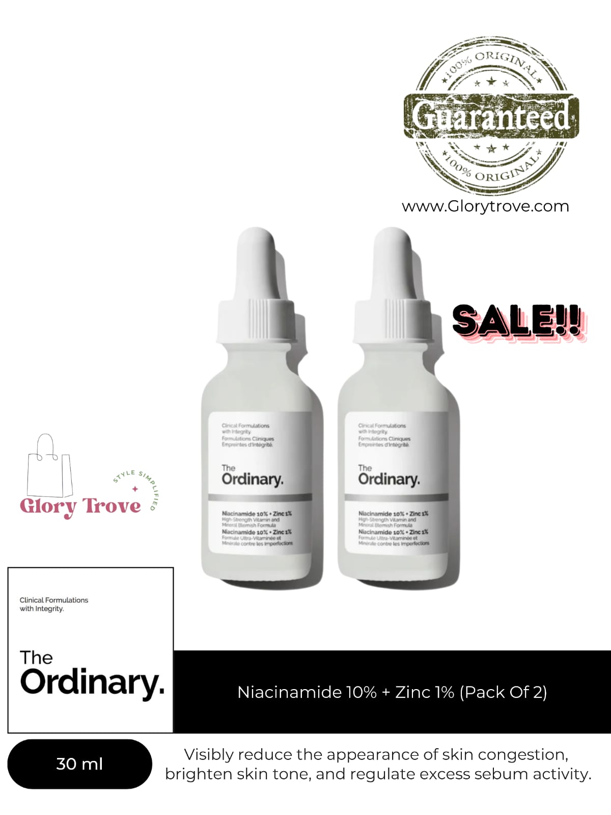 Ordinary Niacinamide 10% + Zinc 1% (Pack Of 2)